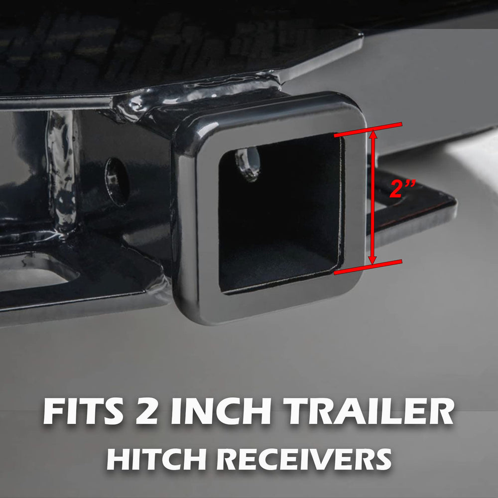TOEASYTY hitch cover next to ruler showing 5x3 inch size for accurate fit