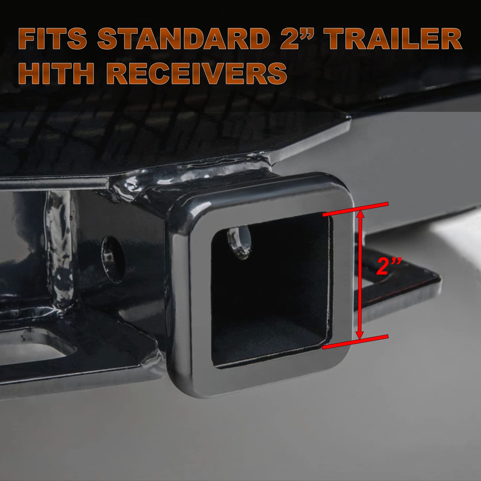 TOEASYTY cover beside ruler and hand showing true 2-inch receiver compatibility