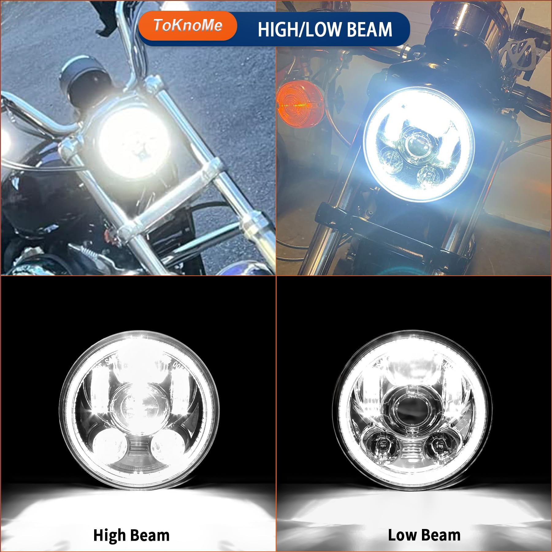 ToKnoMe beam pattern on road illustrating bright 6000K light for better contrast