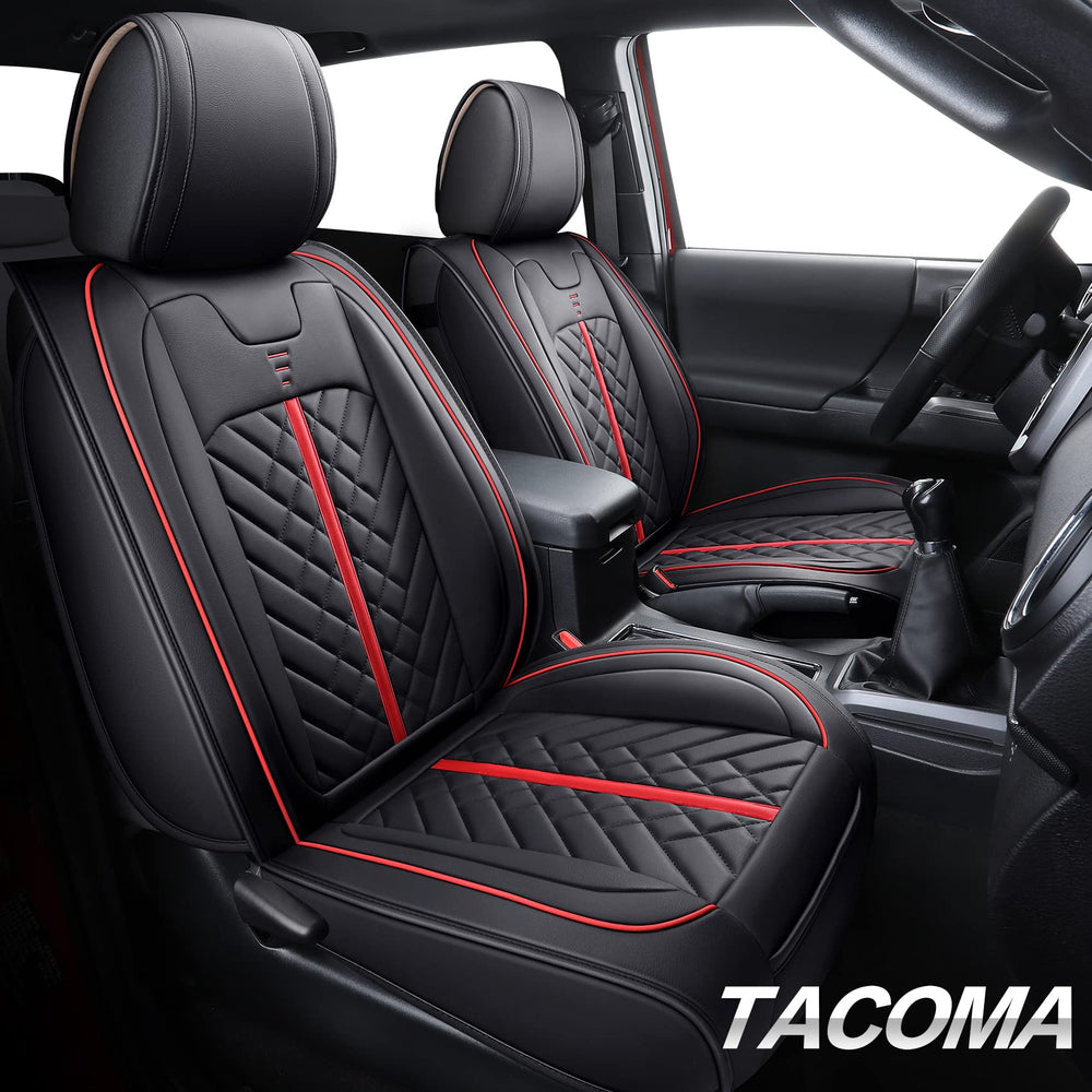 Tomatoman seat covers installed in Tacoma showcasing real-car fit