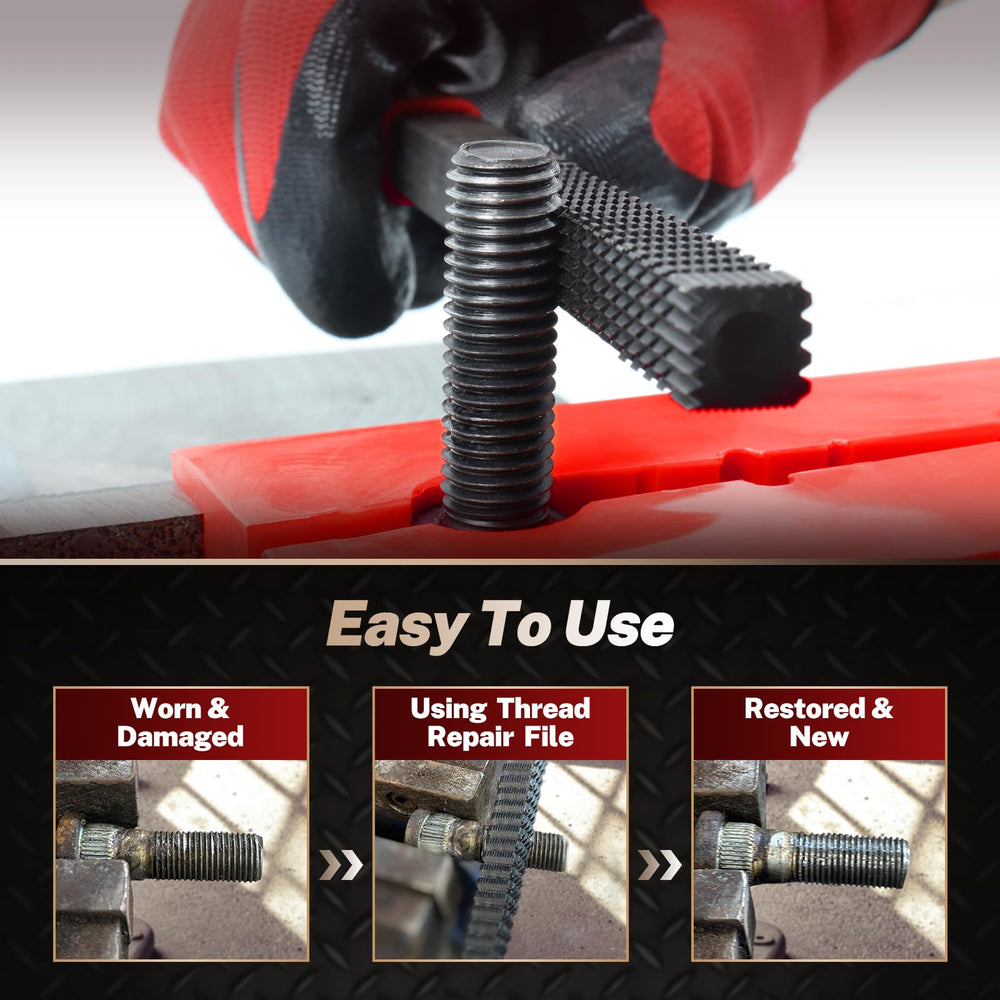 TOMMARS visible size markings on file handles for fast matching to SAE and metric thread pitches