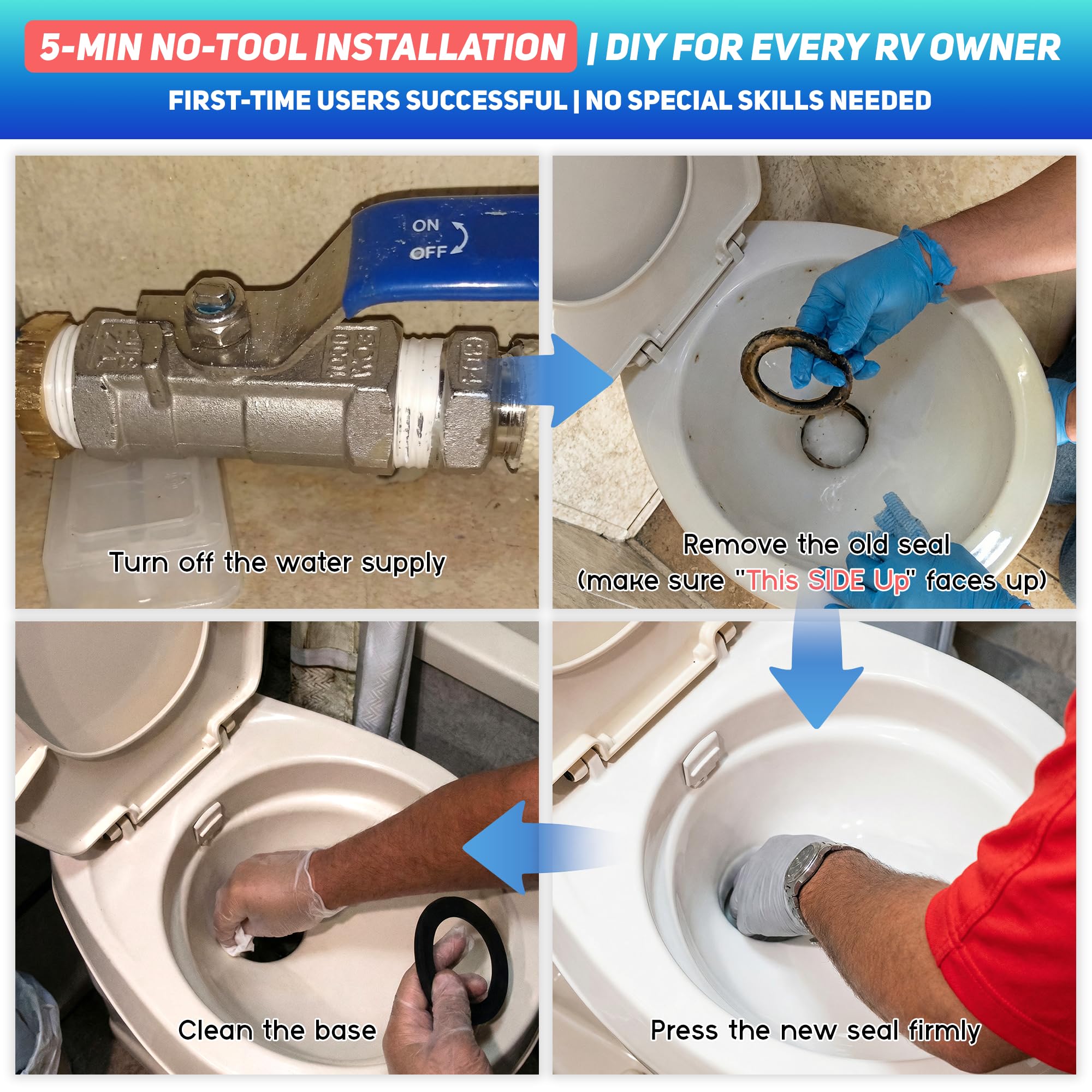 TOMOON hands installing seal quickly showing DIY five-minute installation benefit