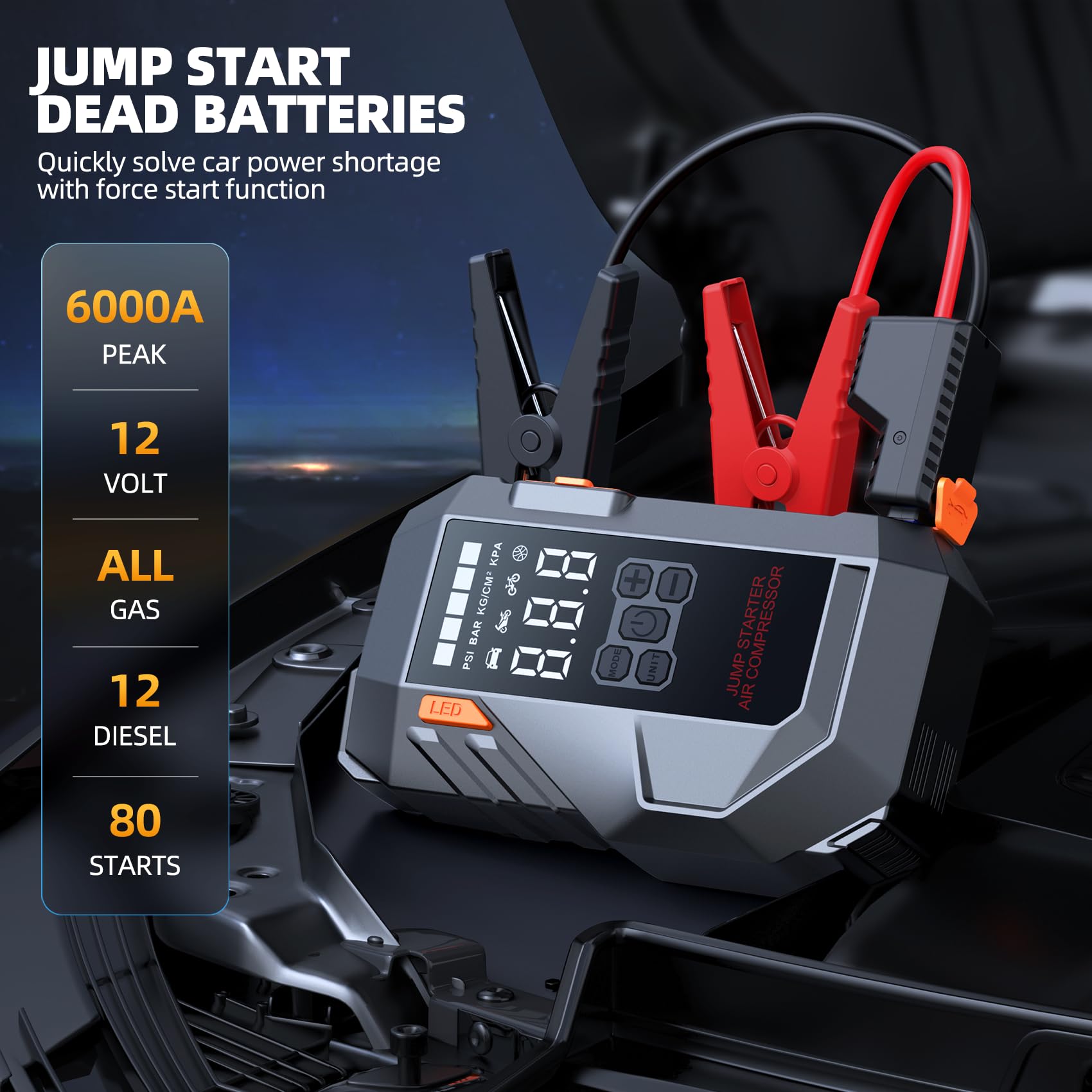 TONTONJIA inflator digital display close-up for accurate pressure reading