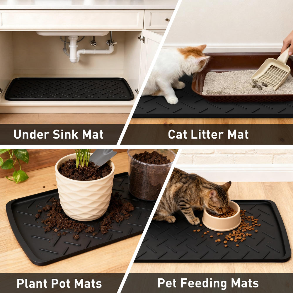 TonTool tray under pet bowls catching spills and keeping area tidy
