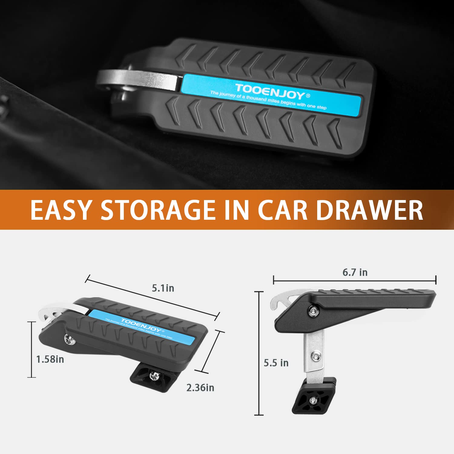 TOOENJOY gear adjustment detail showing five positions for customized angle and stability