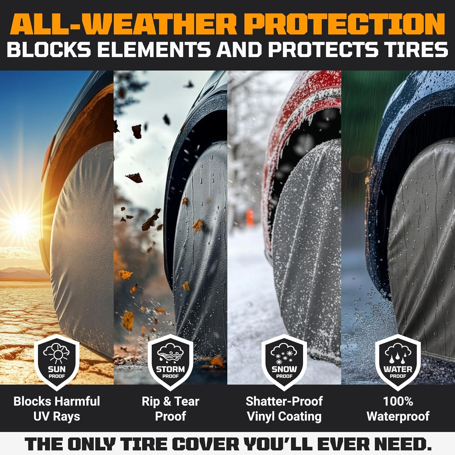TOOLTROOPERS cover fitted on trailer tire side profile demonstrating snug fit