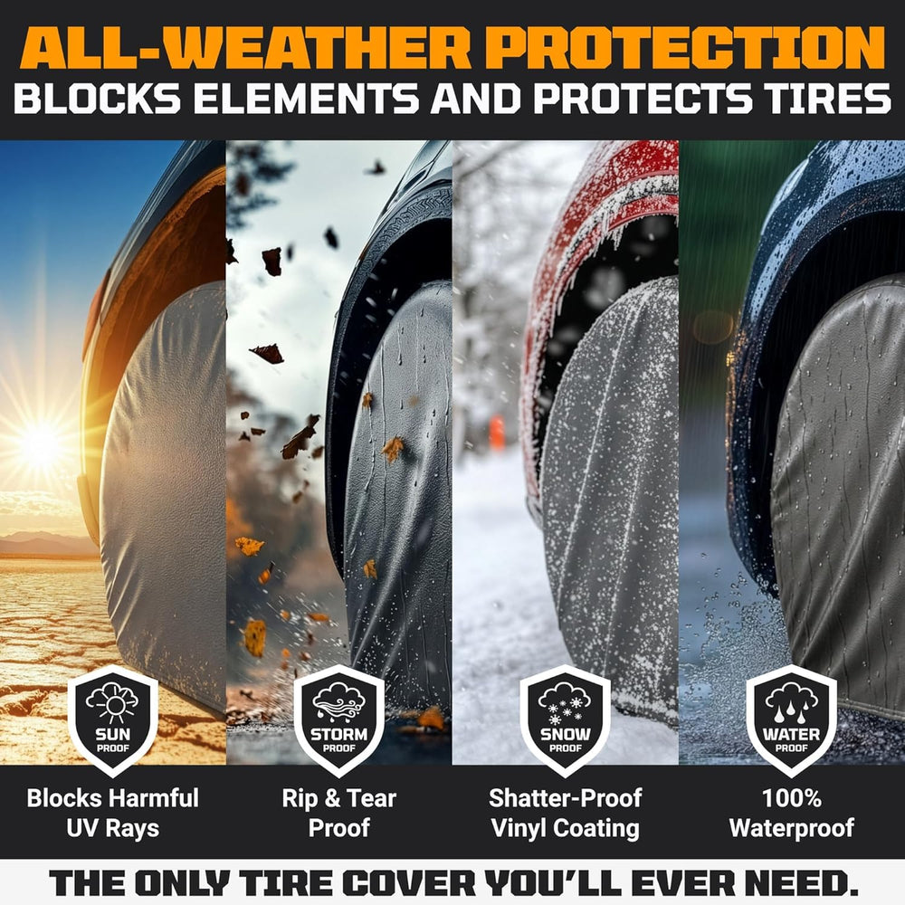 TOOLTROOPERS cover fitted on trailer tire side profile demonstrating snug fit