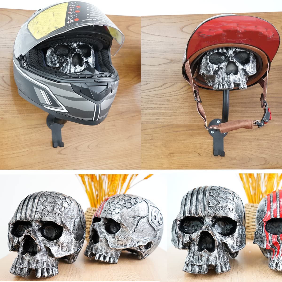 Tooyuart hand next to skull for scale showing appropriate adult helmet size
