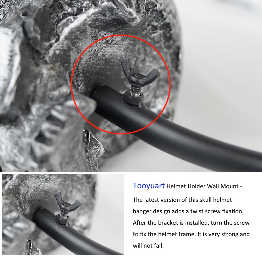 Tooyuart skull helmet holder closeup of resin texture showing durable finish and lasting look