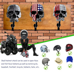 Tooyuart skull helmet holder hooks and included screws showing organizing caps and keys benefit