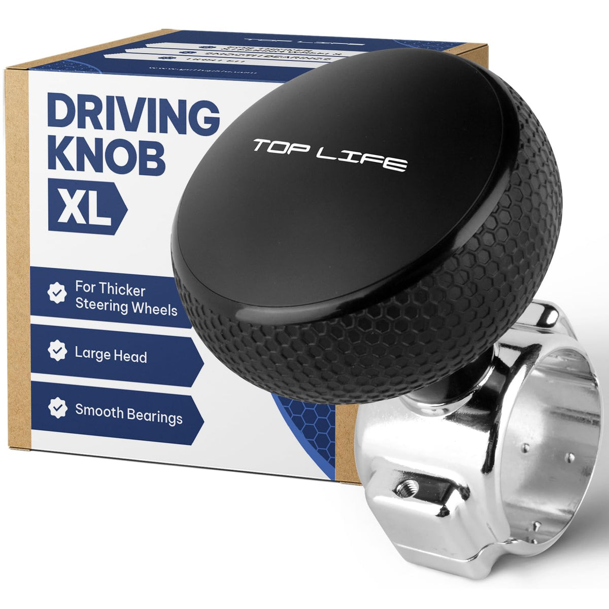 Top Life front view of knob showing shape and silicone grip for better control