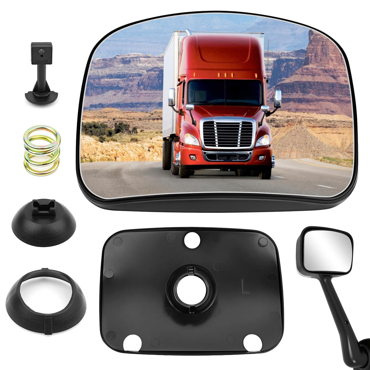 TOP-MAX front view of hood mirror assembly showing fit and brand