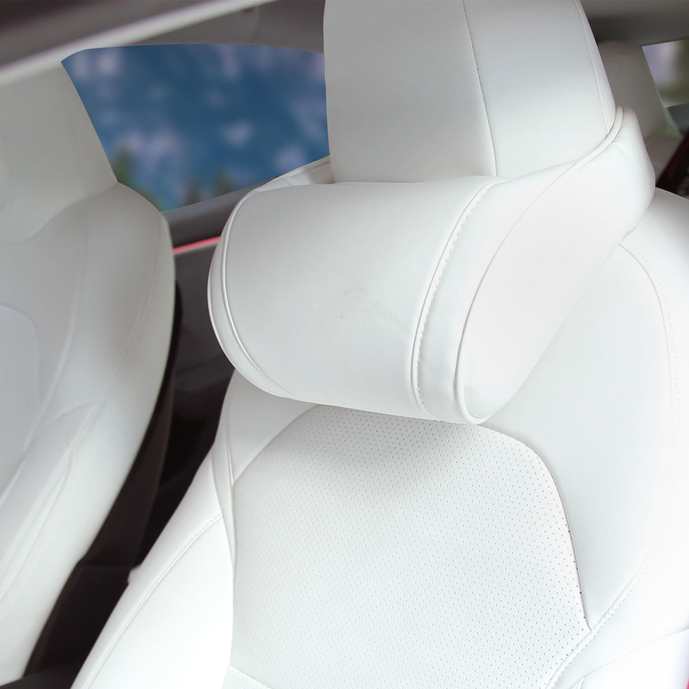 TOPABYTE front view white headrest showing clean design and comfort benefit