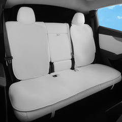 TOPABYTE white rear seat cover front view showing neat fit and protection