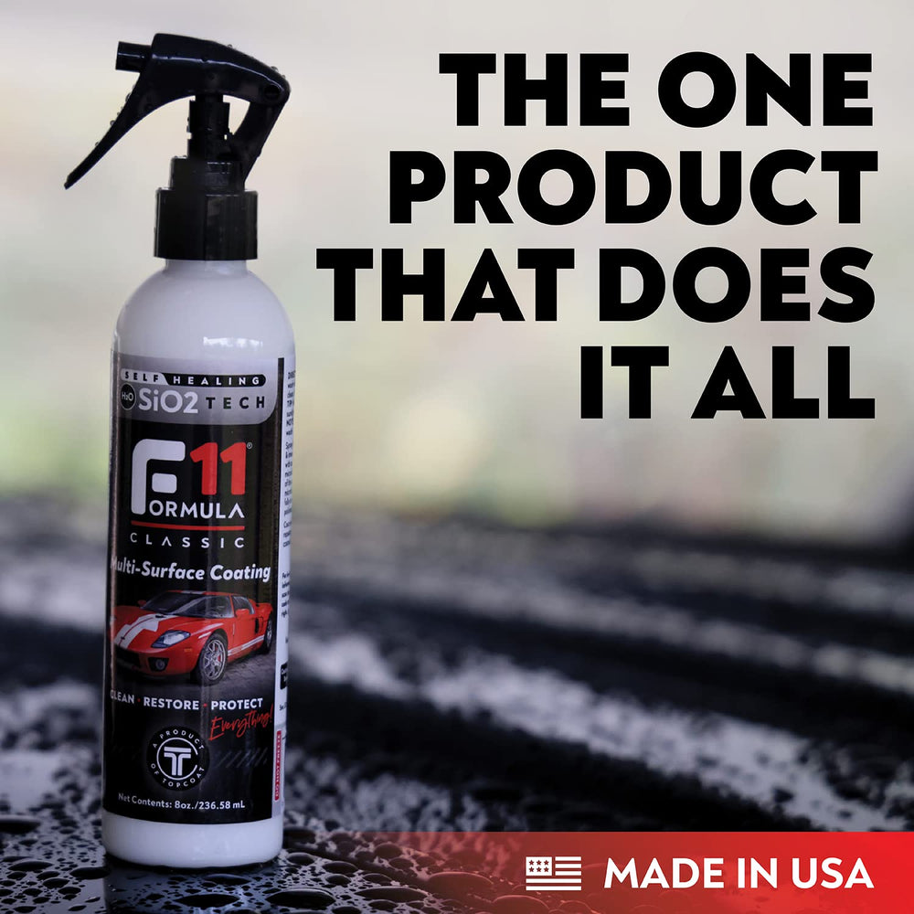 TopCoat F11 spray nozzle misting over panel, brand ease-of-use benefit