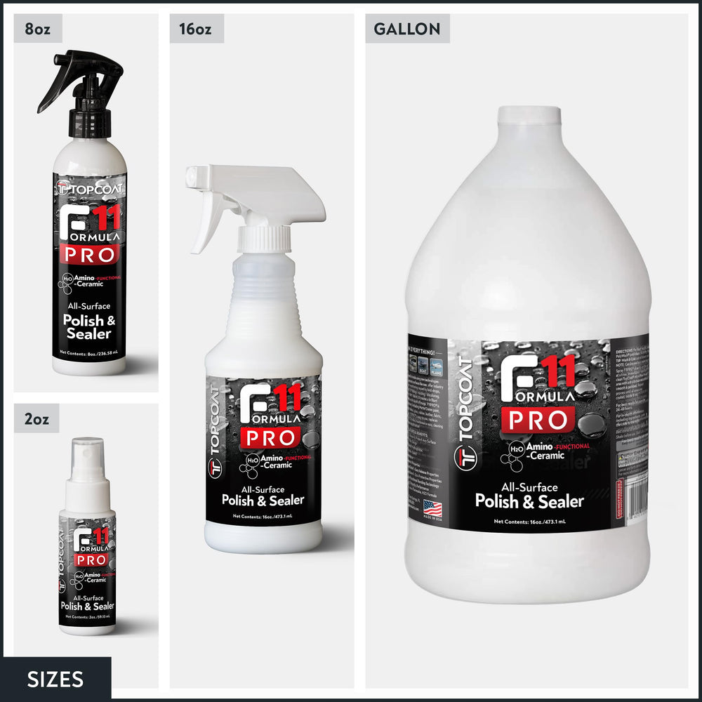 TopCoat F11PRO before and after comparison showing improved shine