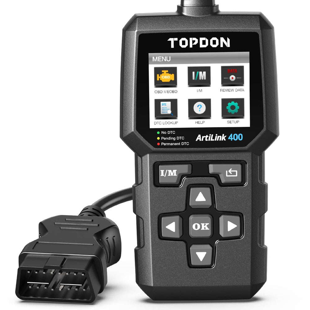TOPDON AL400 front view showing screen and connectors for quick identification