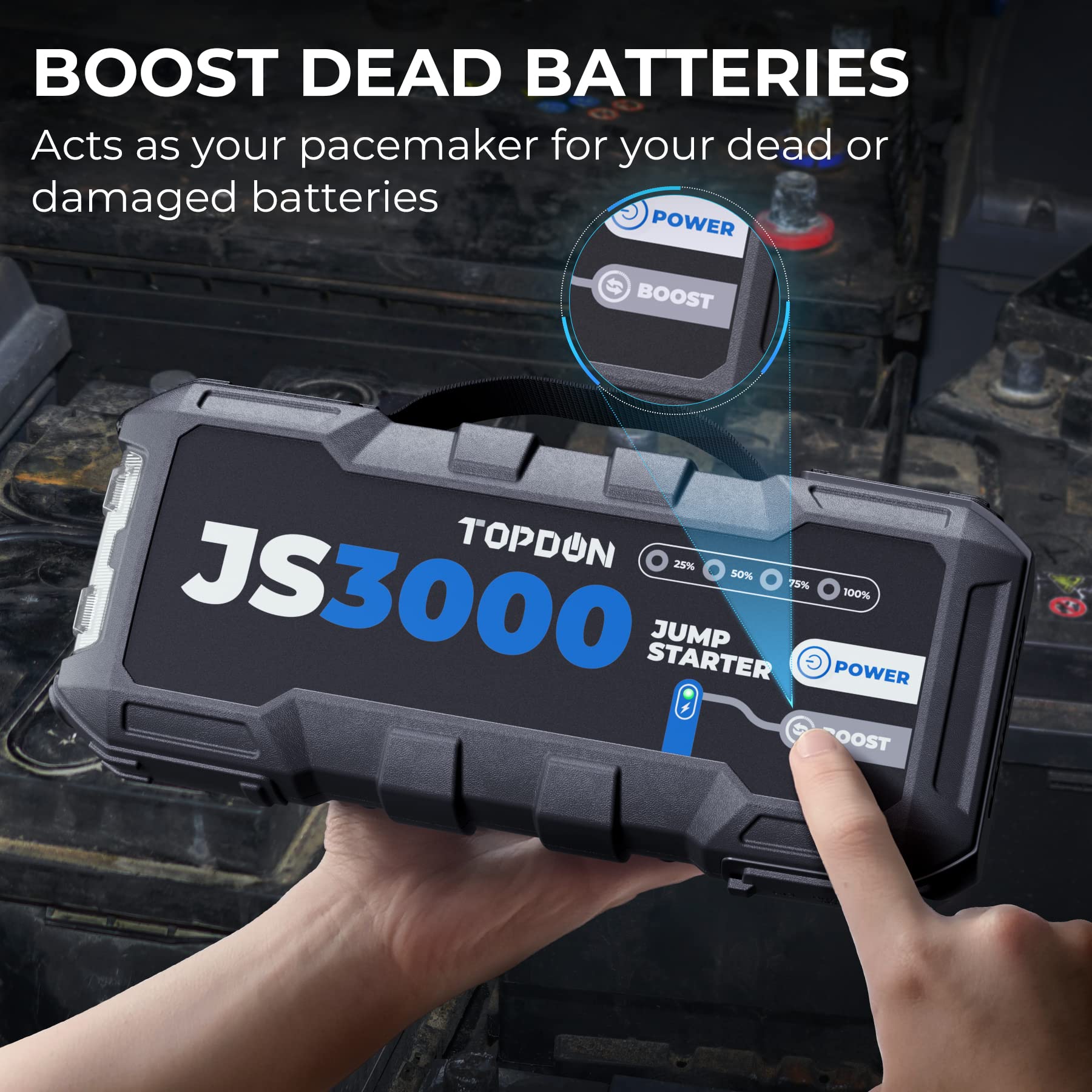 TOPDON JS3000 charging a laptop via USB‑C, fast PD45W power delivery benefit