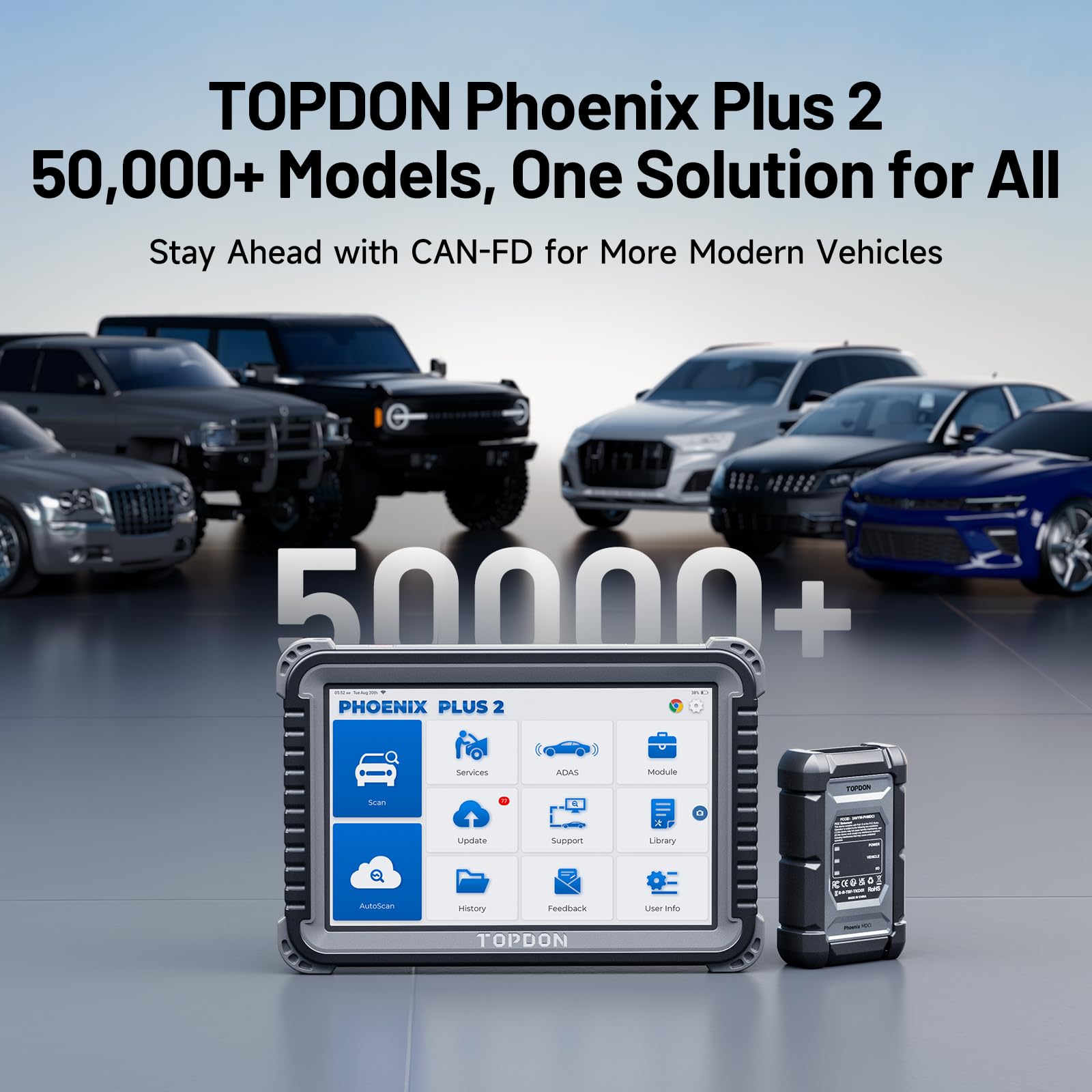 TOPDON Phoenix Plus 2 held in hand to show compact size and portability