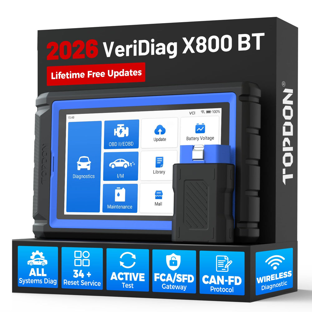 TOPDON X800BT front view showing controls and sturdiness benefit