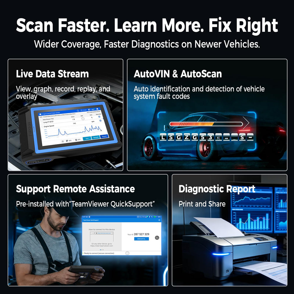 TOPDON X800BT connected under hood demonstrating real-time troubleshooting