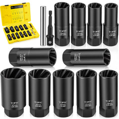 Topec kit front packaging showing full 13-piece set and protective case for easy transport