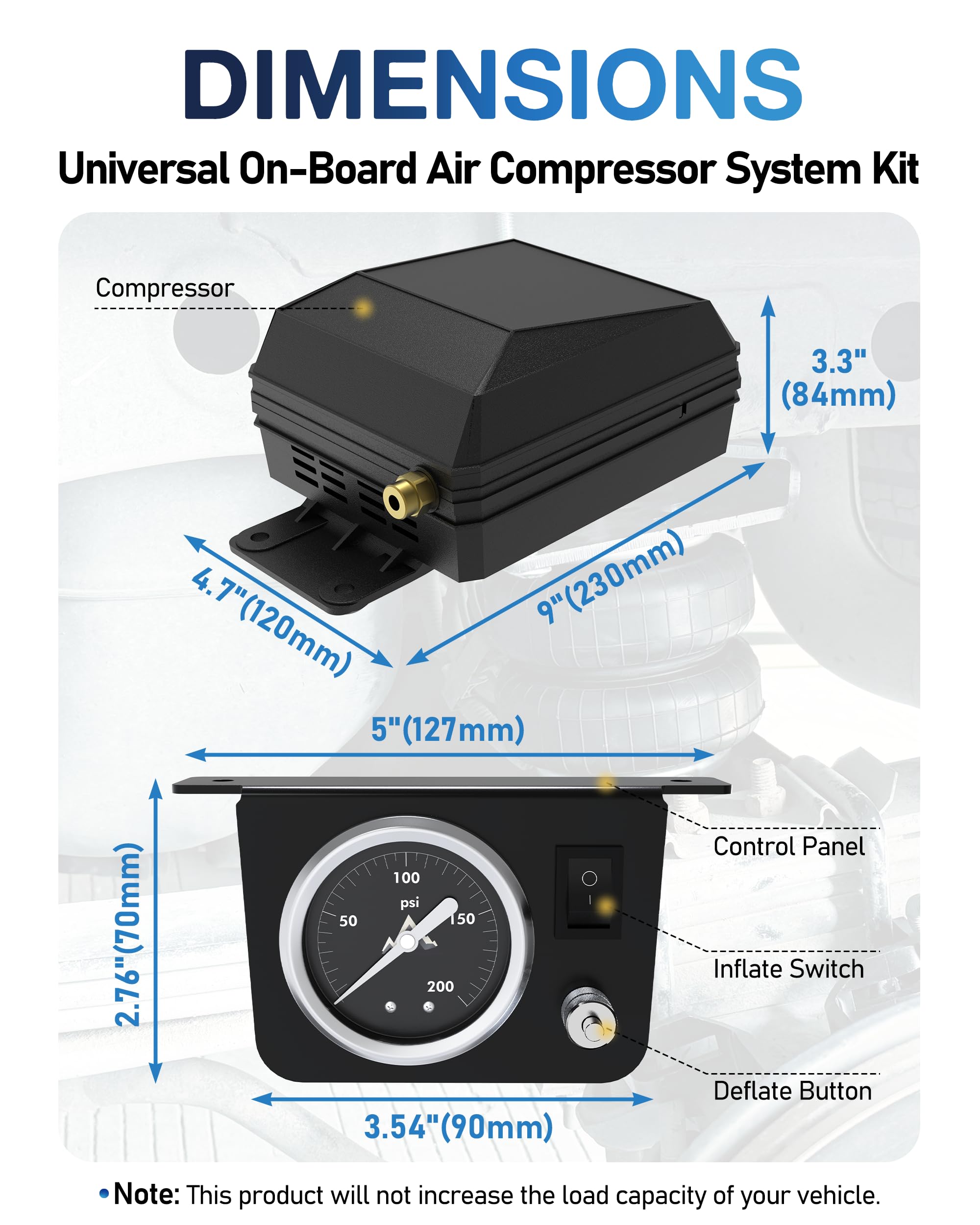 TOPICK in-cab control panel mounted on dash for easy pressure adjustments