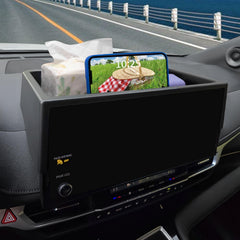 TOPINSTALL front view of dash tray showing sleek OEM-style fit and added storage