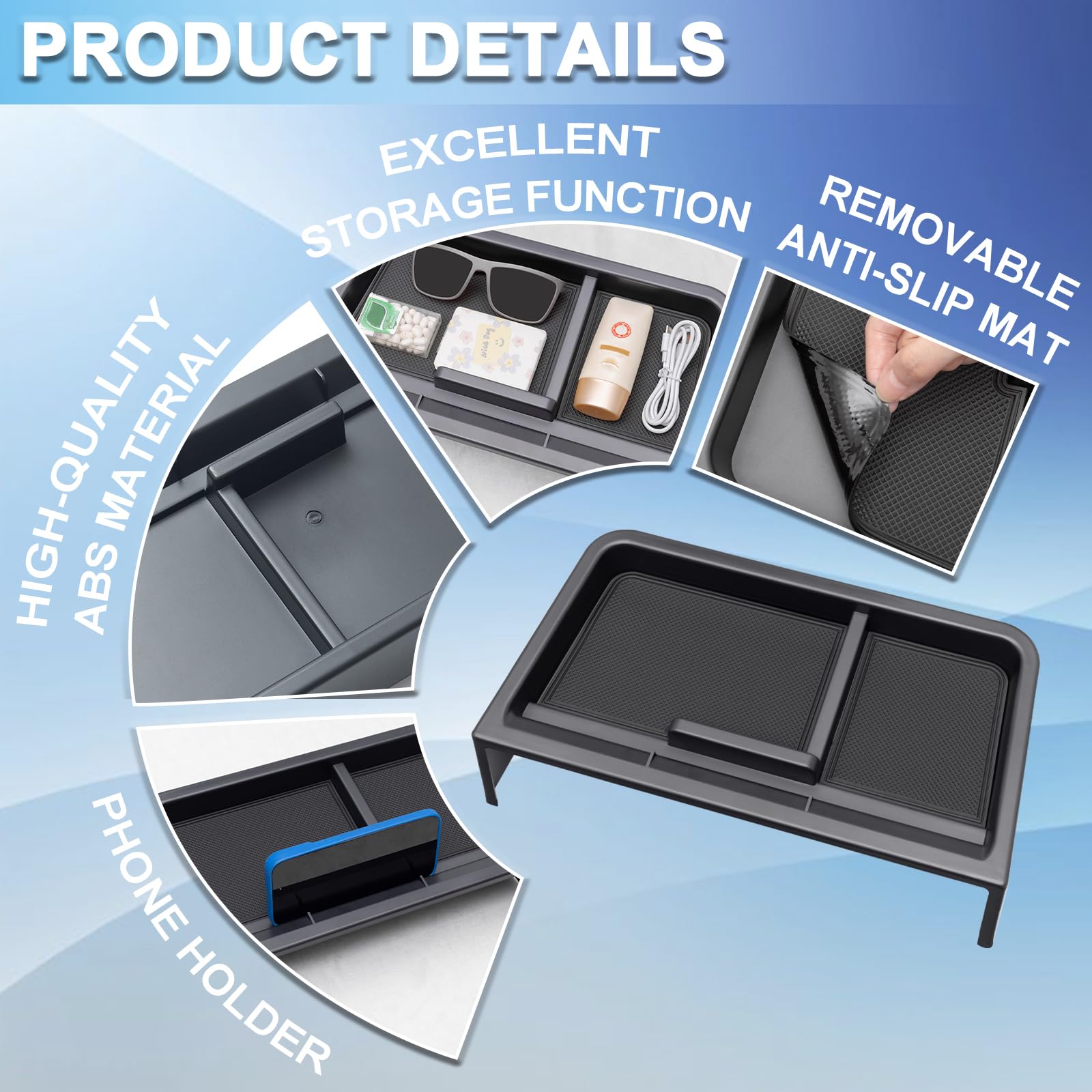 TOPINSTALL tray next to ruler demonstrating compact size and space-saving benefit