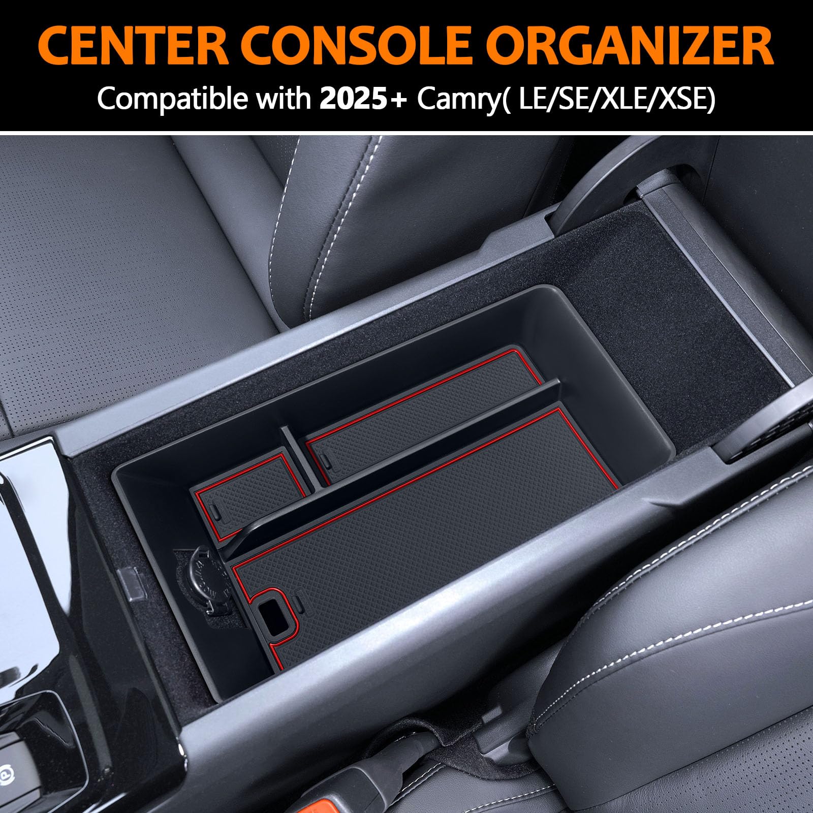 TOPINSTALL installed inside Camry center console providing organized storage and easy access