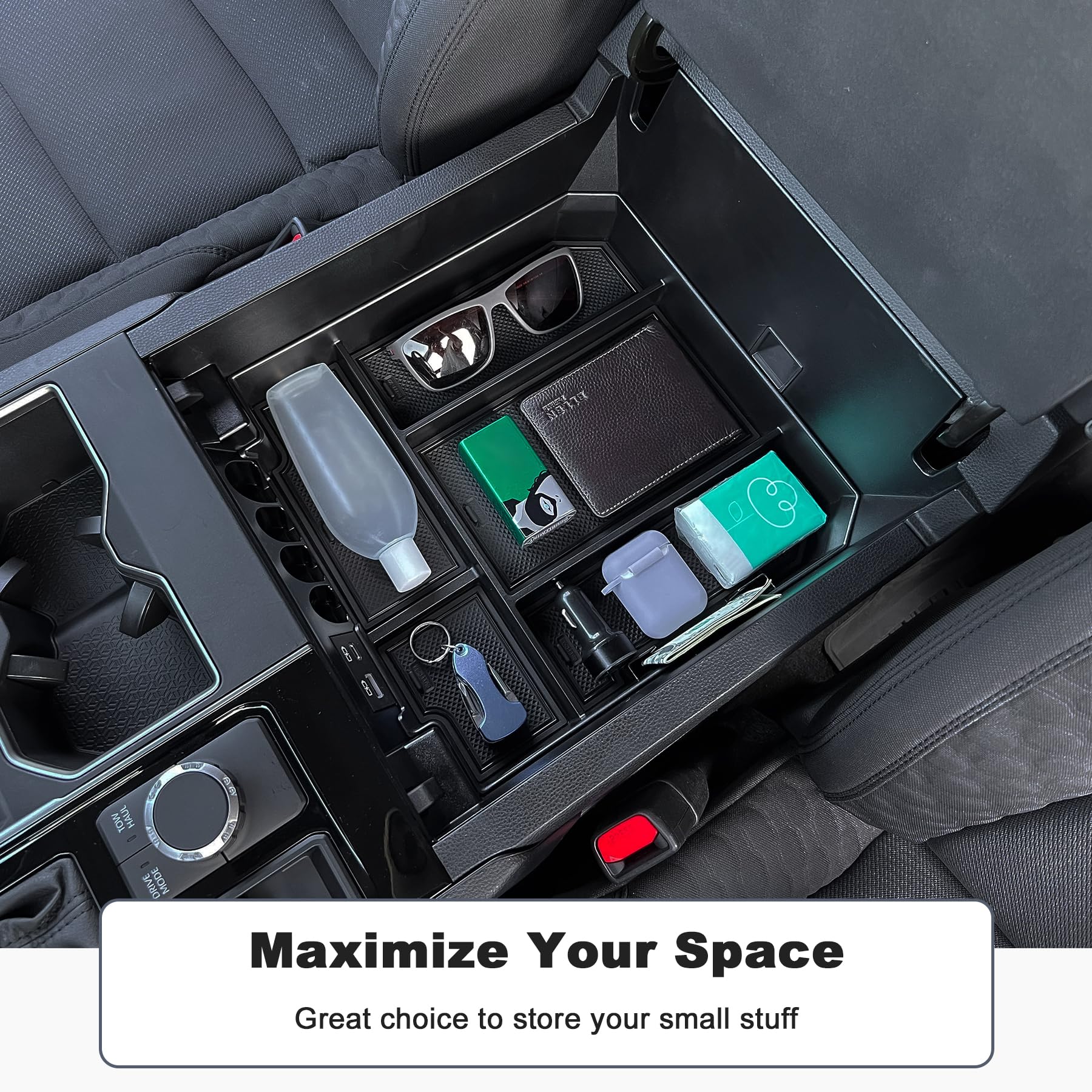 TOPINSTALL open console view revealing hidden lower compartment and tidy storage