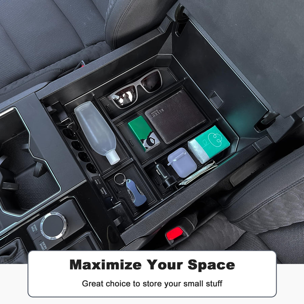 TOPINSTALL open console view revealing hidden lower compartment and tidy storage