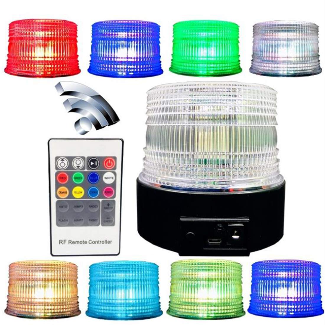 TOPKU strobe front view showing compact design and bright dome for quick identification