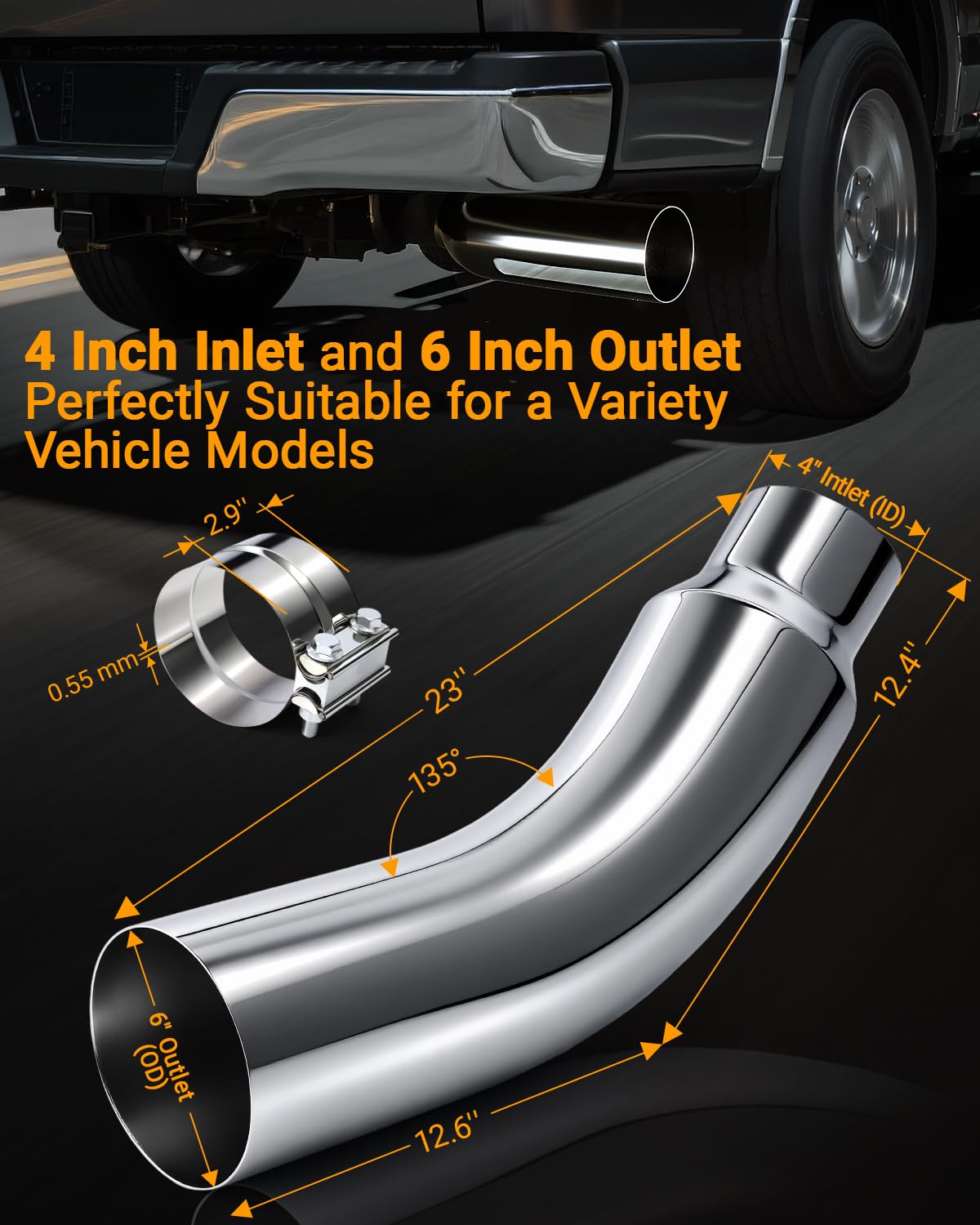 Toplamper supplied 4-inch clamp and hardware image showing easy clamp-on installation benefit