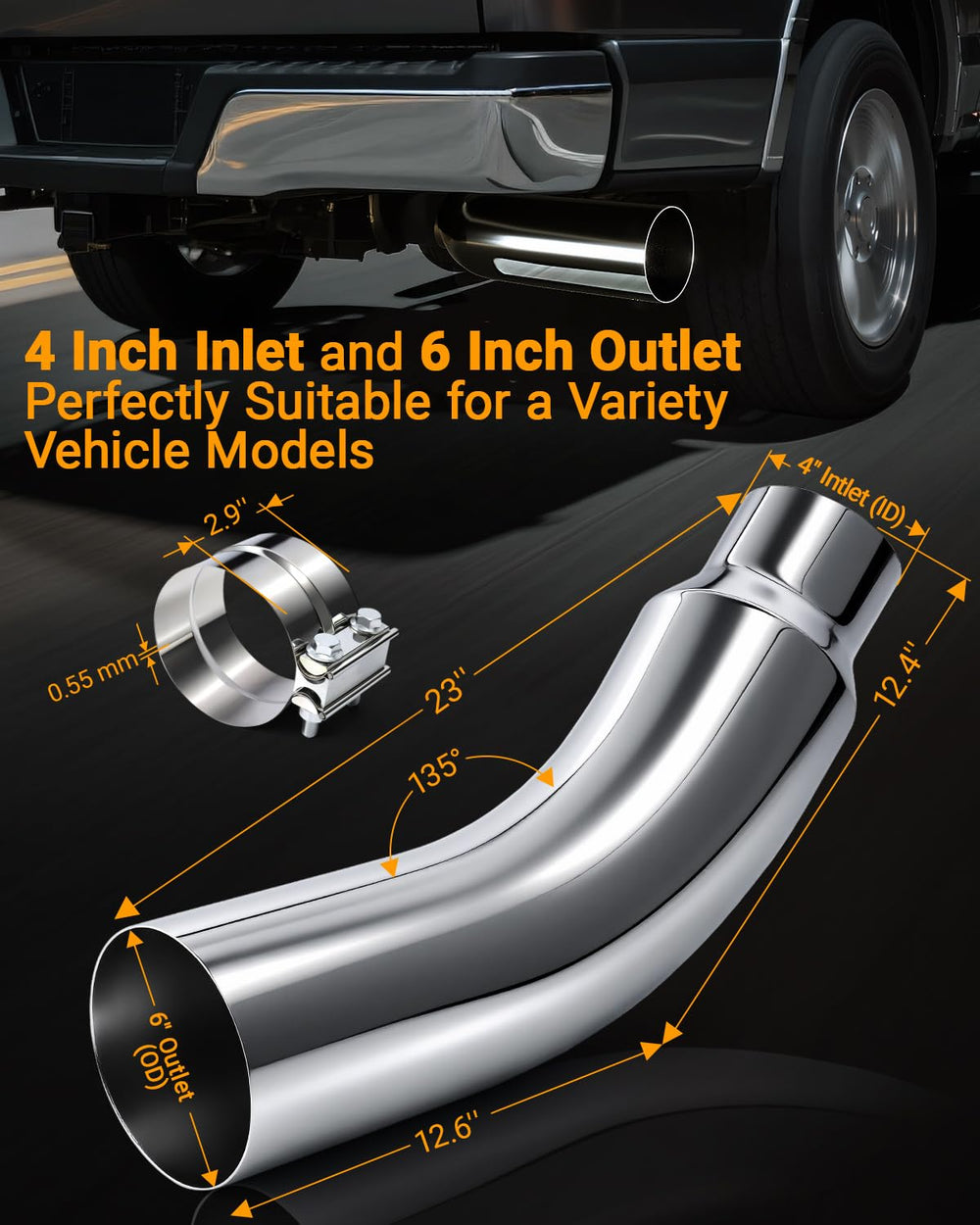 Toplamper supplied 4-inch clamp and hardware image showing easy clamp-on installation benefit