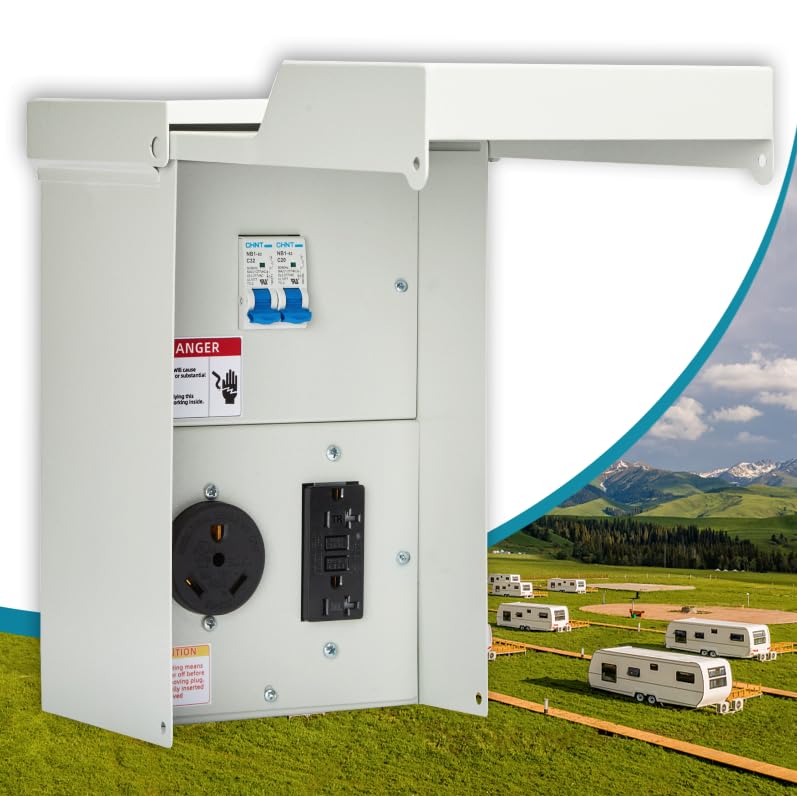TOPSEENG front view of lockable outlet panel showing secure access and quick hookup benefit