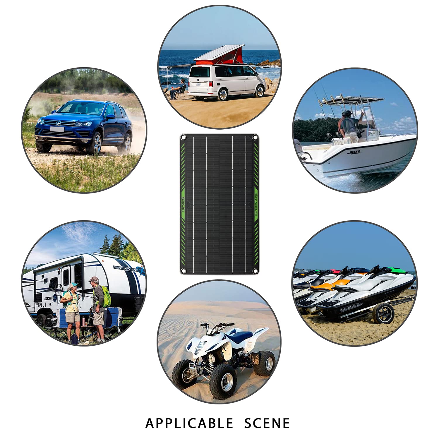 Topsolar panel held in hand for scale, compact portable maintainer