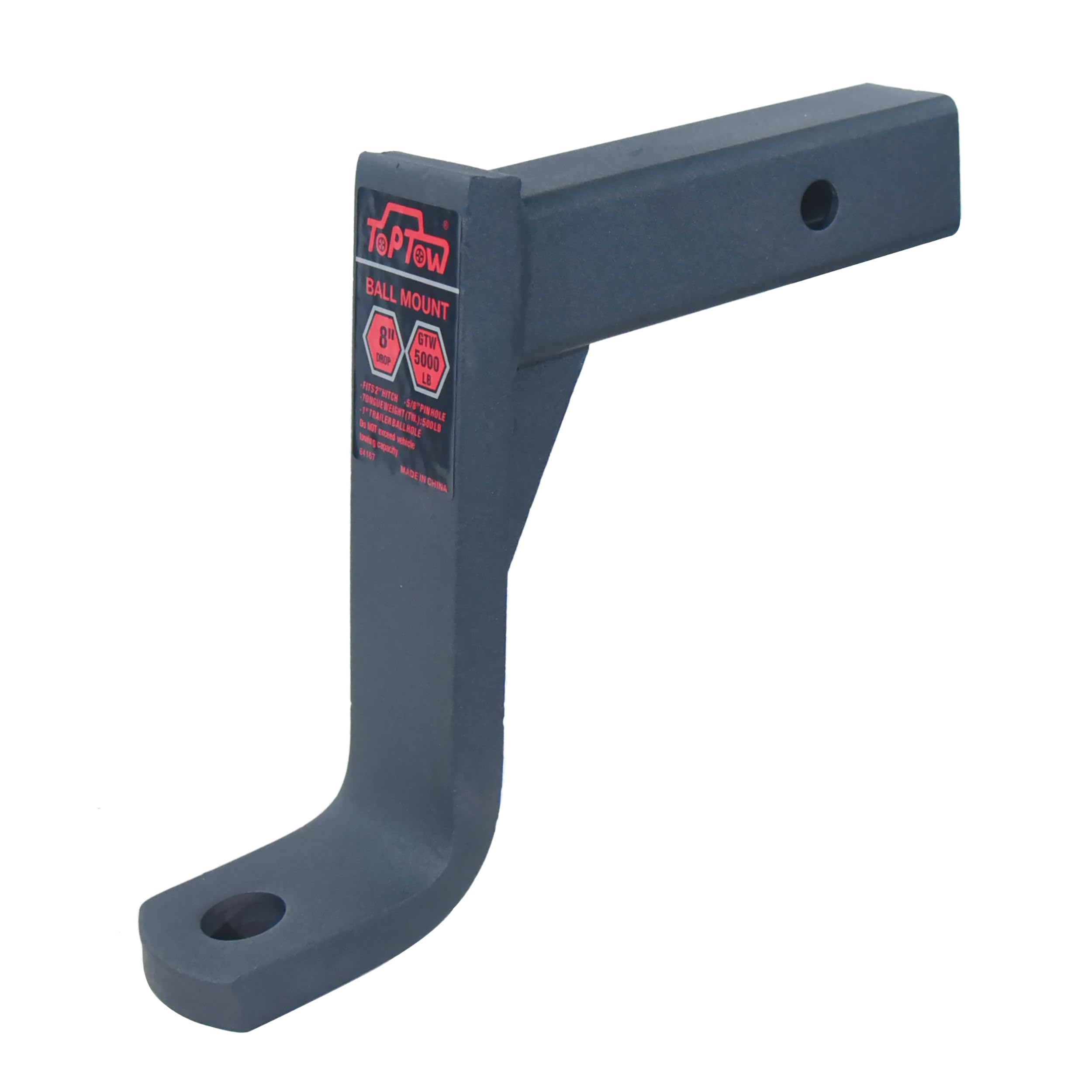 TOPTOW close-up of 1" ball hole and 5/8" pin hole highlighting precise fit