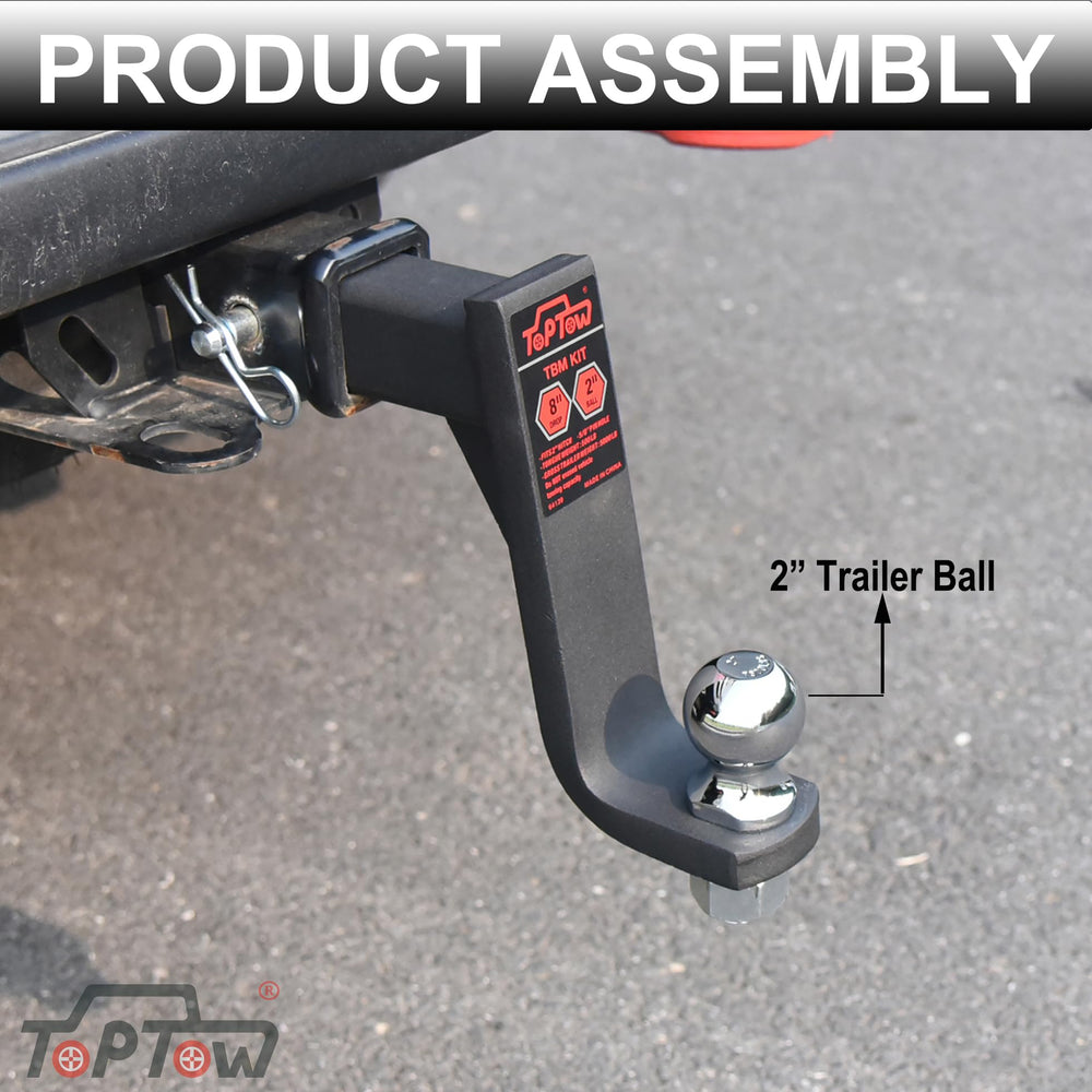TOPTOW beside a 5/8" hitch pin for scale and easy compatibility verification