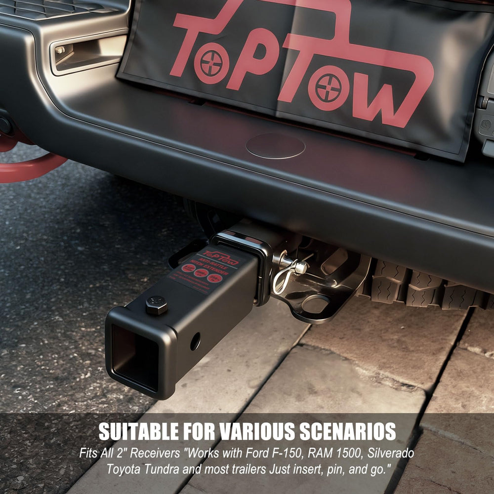 TOPTOW anti-rattle bolt detail reducing hitch movement and road noise