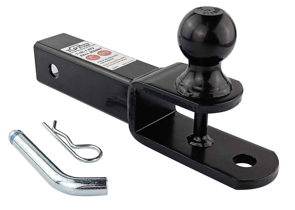 TOPTOW shank inserted in 2-inch receiver showing fit and scale for compatibility