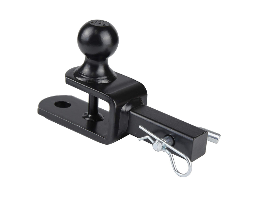 TOPTOW side view of shank with hitch pin showing quick secure attachment