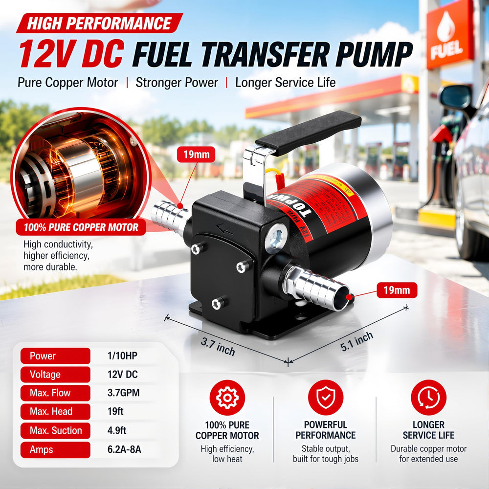 TOPWAY pump transferring diesel from drum demonstrating fast on-site fluid movement