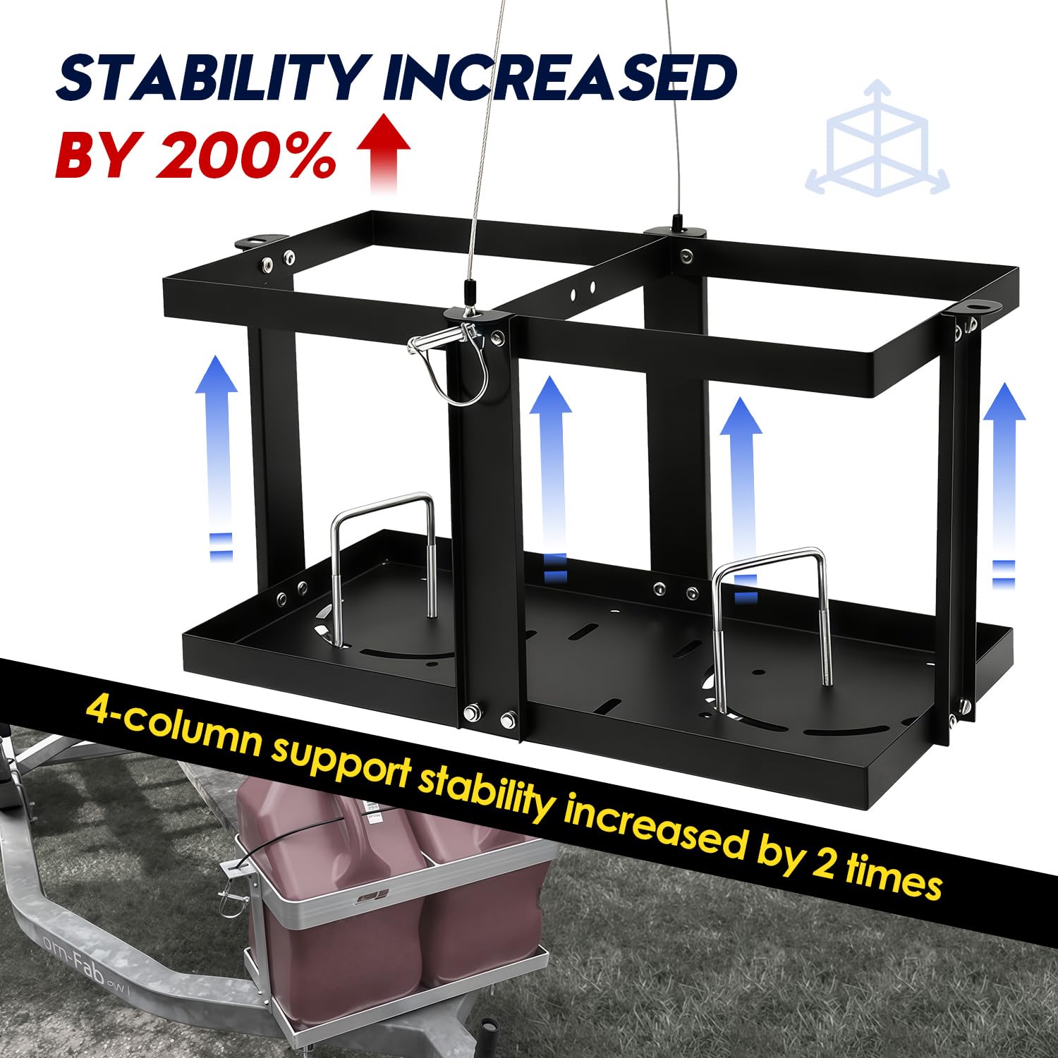 Tordale close-up of four support columns showing increased stability benefit