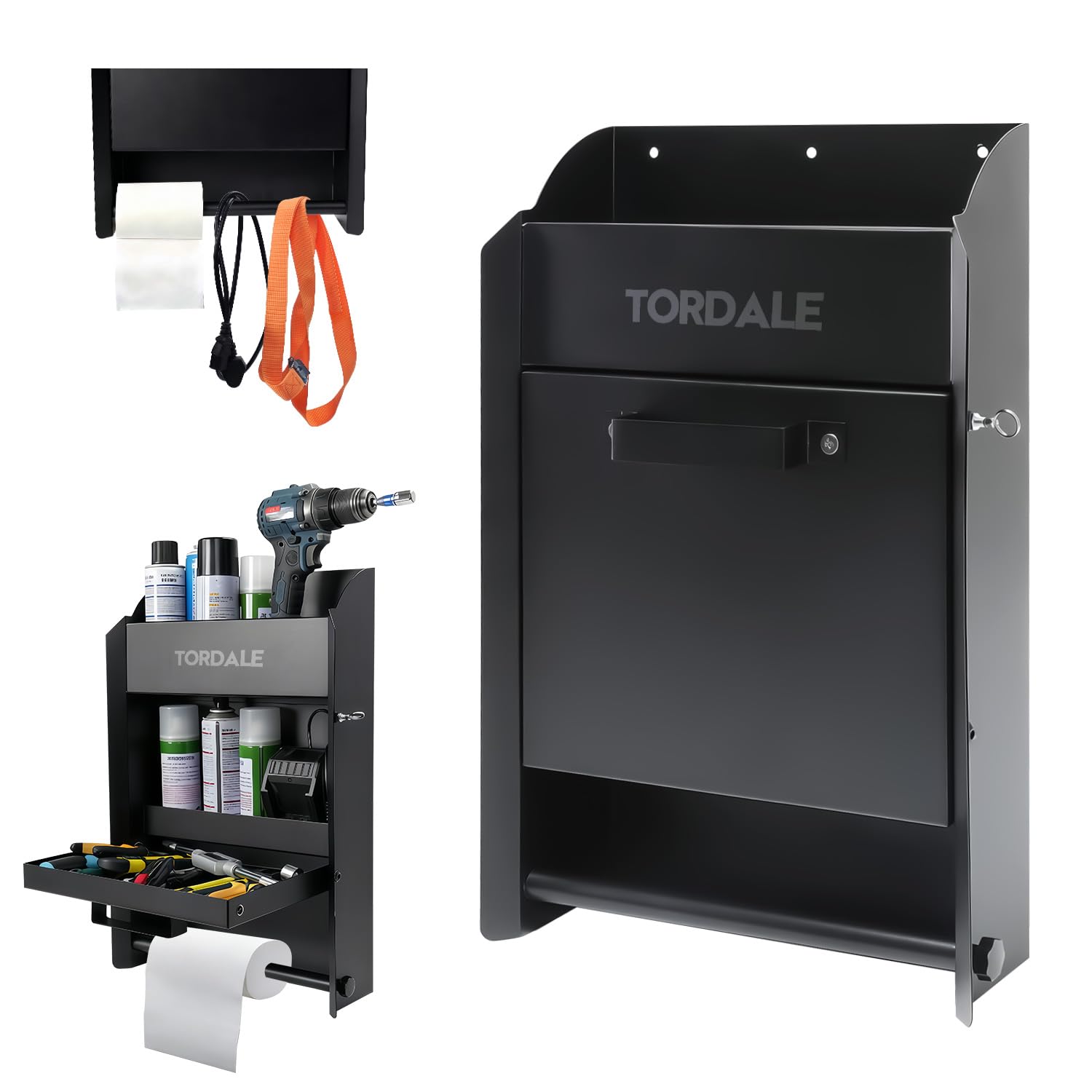 Tordale front view mounted cabinet showing compact storage and quick access