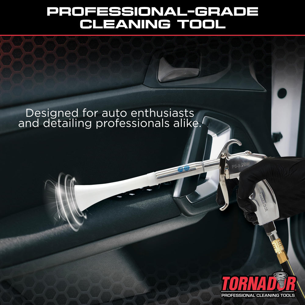 Tornador cleaning car air vent detail to remove hidden debris