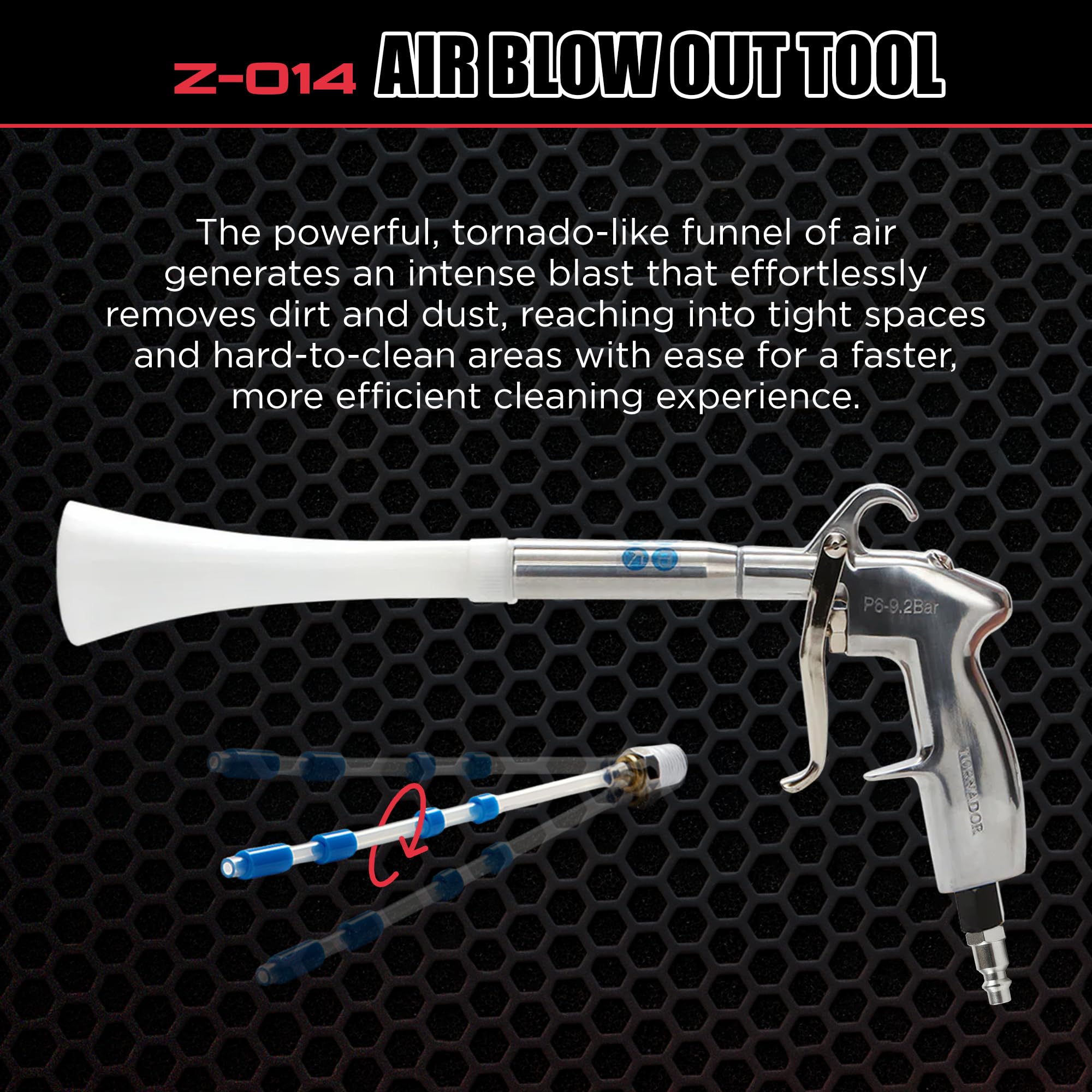 Tornador nozzle side profile highlighting nozzle reach for tight gaps