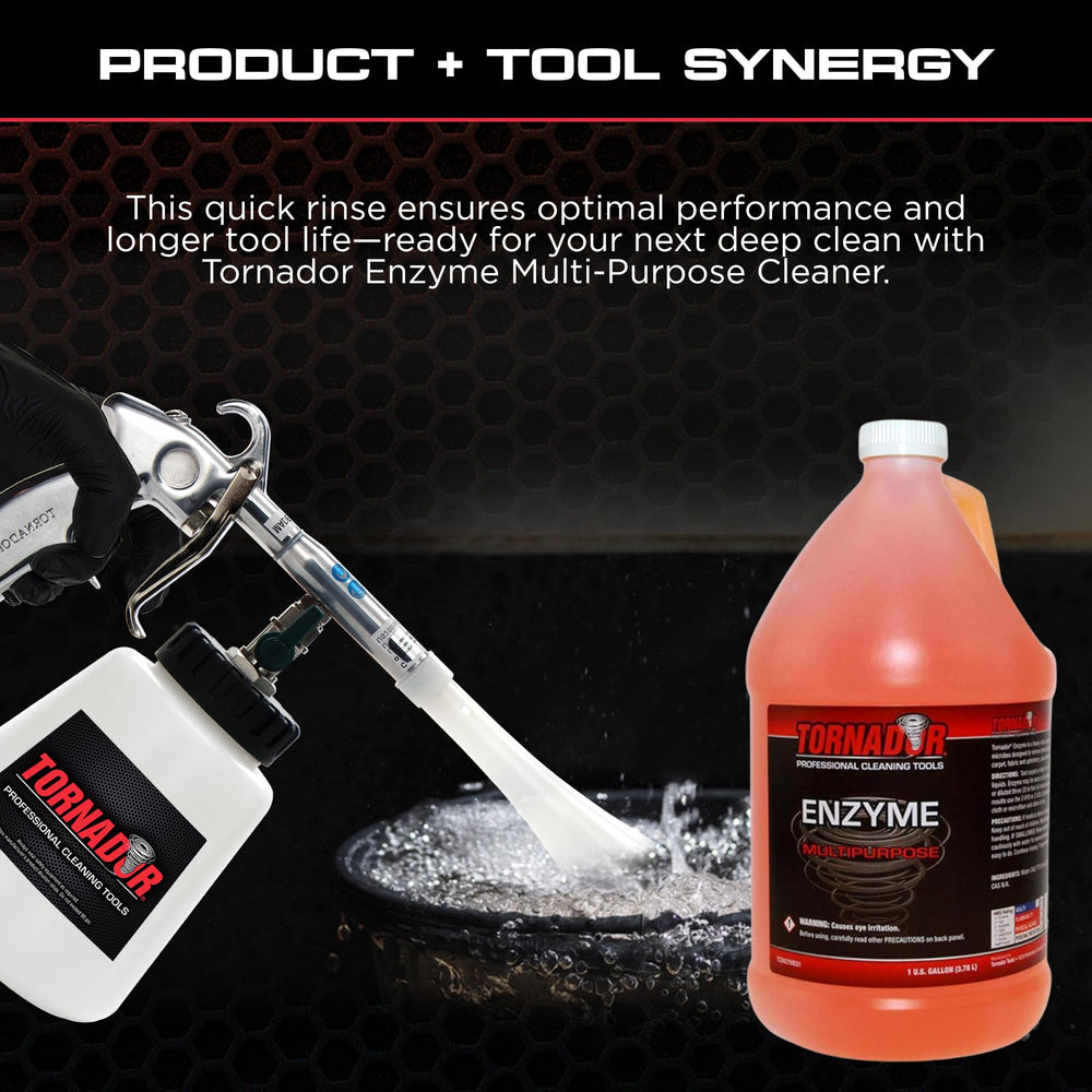 Spray application of Tornador on car upholstery demonstrating safe spot treatment