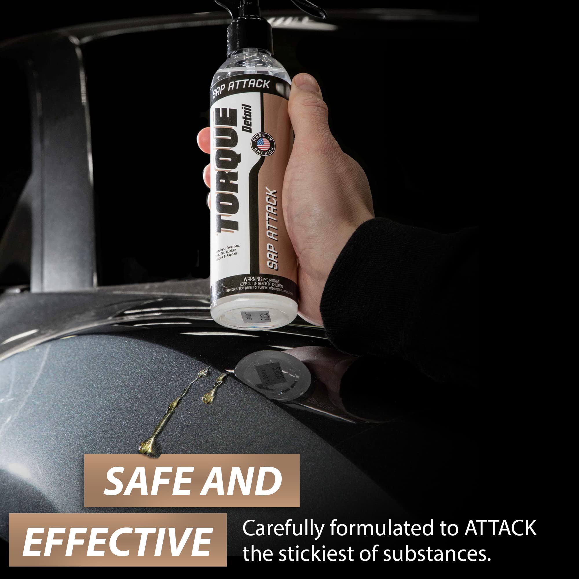 Torque Detail removing sticker residue showing clean paint result