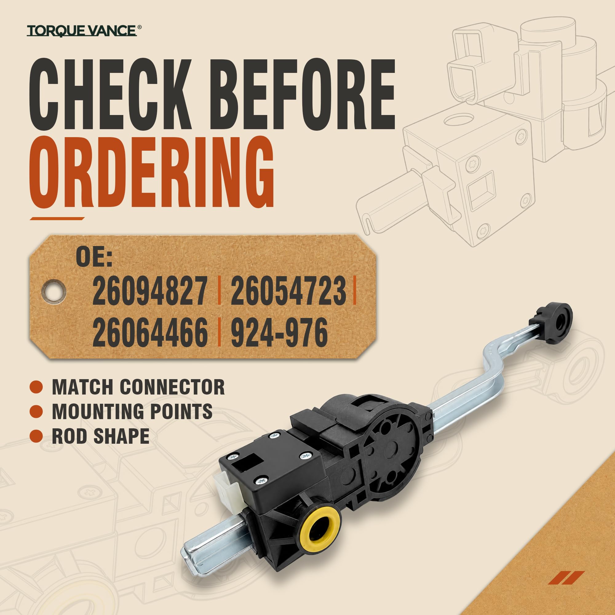 TorqueVance rod and mounting detail showing correct alignment for reliable operation
